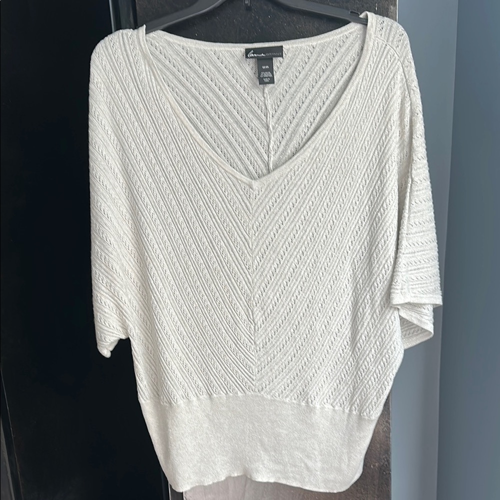 Lane Bryant Light Silver Dolman Sleeve Boxy Sweater